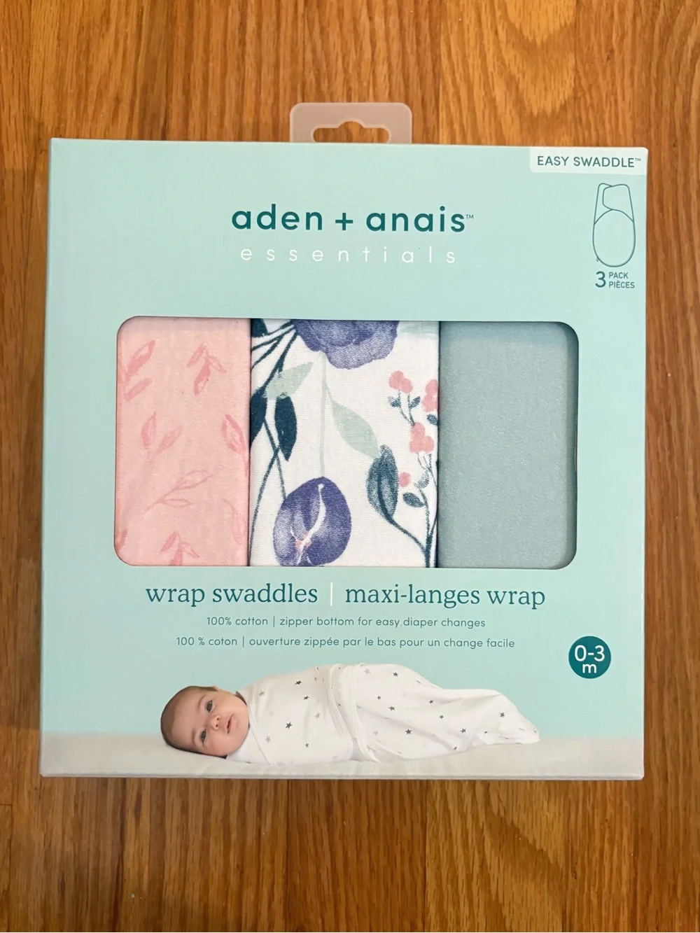 aden + anais Wrap Swaddles - Pink, Purple & Light Blue